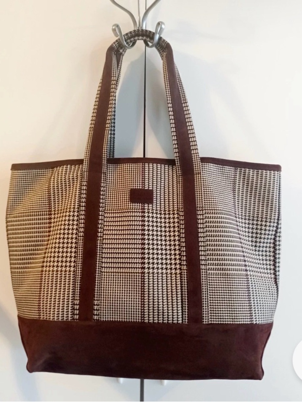 Vintage Ralph Lauren Brown Houndstooth Tote Bag